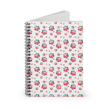 Tie-Dye Dog Paw Print Notebook, Spiral Journal, Cute Puppy Lover Gift, Ruled Line Notepad, Colorful Dog Mom Stationery, Pet Owner Planner