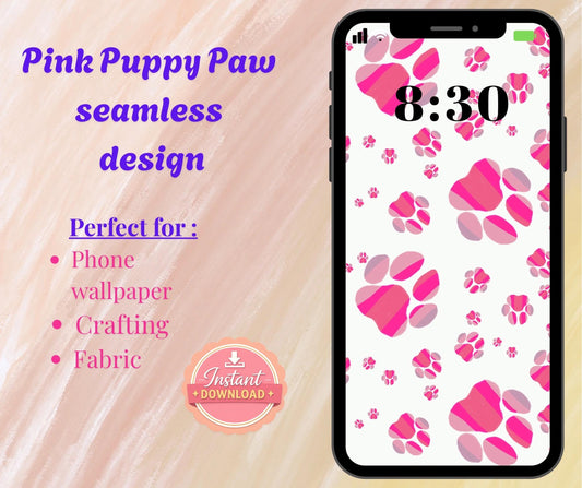 Seamless Digital Pattern | Phone Wallpaper Download | Aesthetic Background | Dog Pattern for iPhone, Android, iPad & More