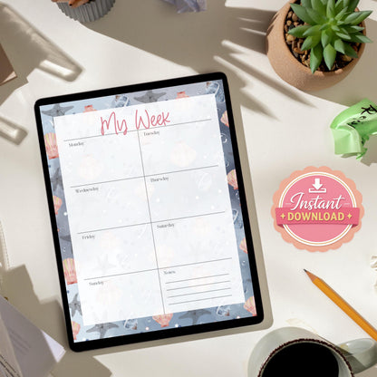Digital Stationery for iPad | Notability & GoodNotes Paper Pack | seashell Digital Notes | Printable iPad Planner Pages | Instant Download