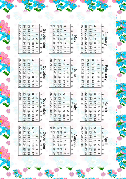 Floral A5 Planner Inserts - 6 Hole Punched - Pack of 25