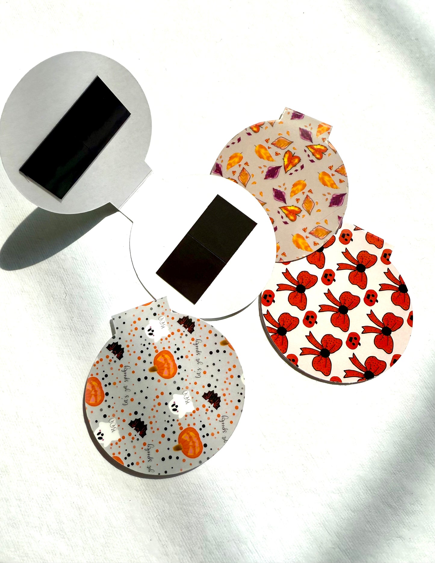 4 Pack of Halloween Themed Round Magnetic Bookmarks - Approx 2.5 x 2.25 inches