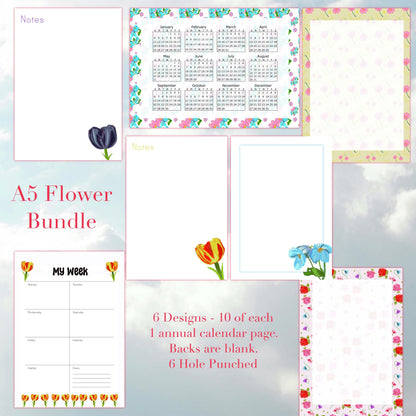 Flower A5 Planner Inserts – To-Do, Blank (60-Pack)