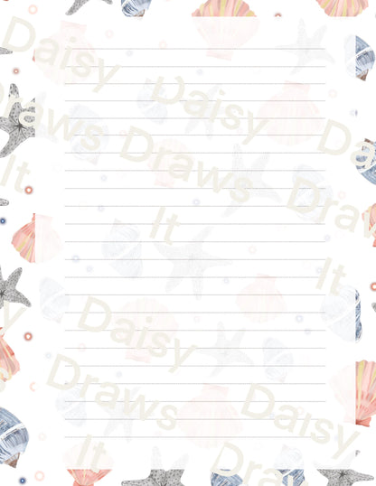 Digital Stationery for iPad | Notability & GoodNotes Paper Pack | seashell Digital Notes | Printable iPad Planner Pages | Instant Download