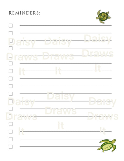 🐢 A5 Turtle Planner Inserts – 6-Hole | 35-Page Bundle | Double-Sided