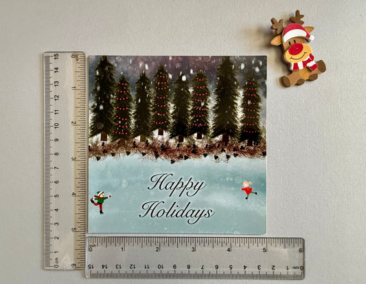 Happy Holidays - Ice Skaters Greeting Cards - Pack of 5 w/ Envelopes