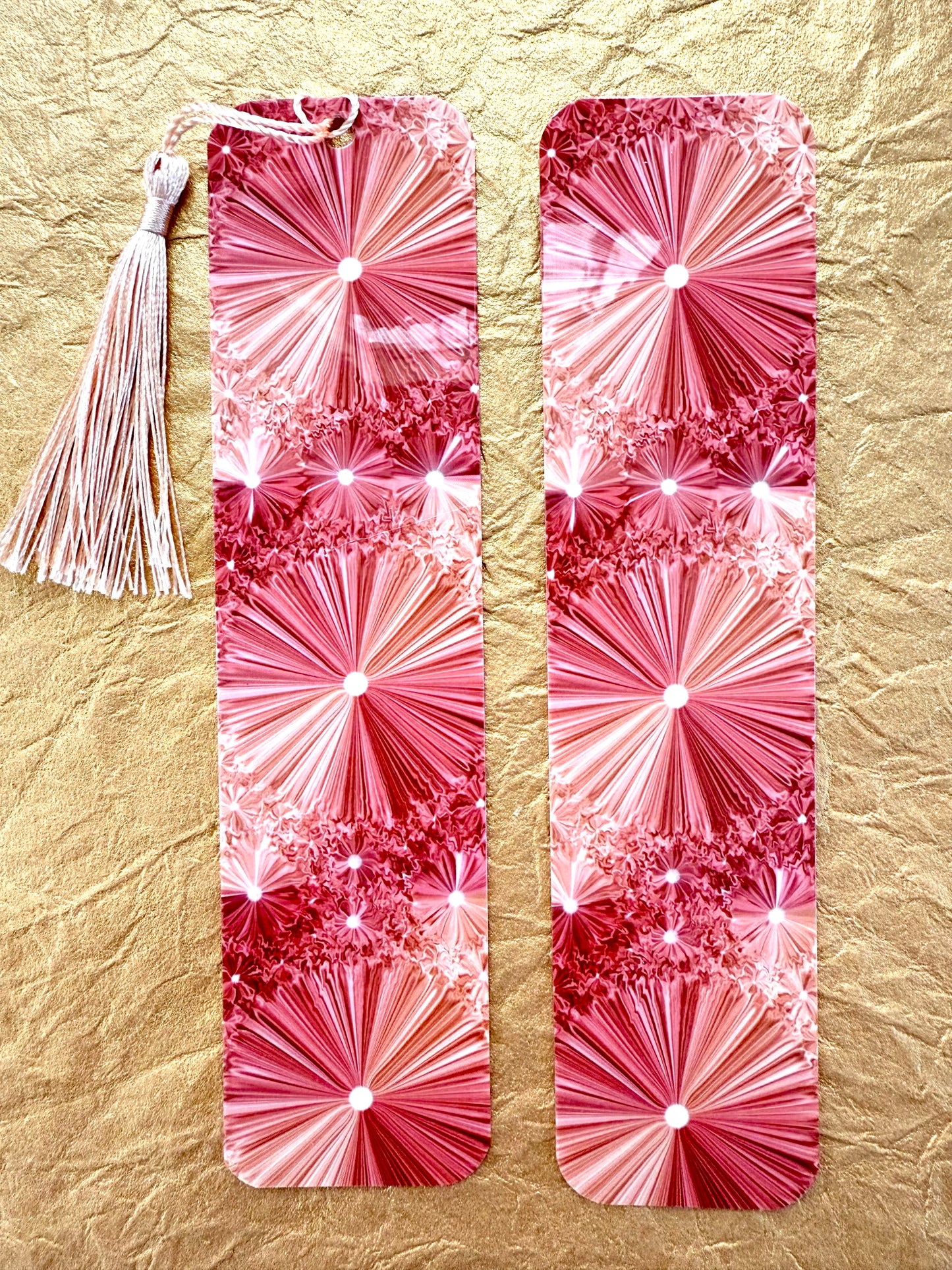 Kaleidoscope Pinch Effect Bookmark - Rose Gold with or without tassel