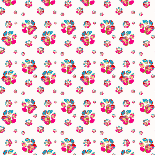 Tie Dye Puppy Paws Seamless Pattern - Digital Download