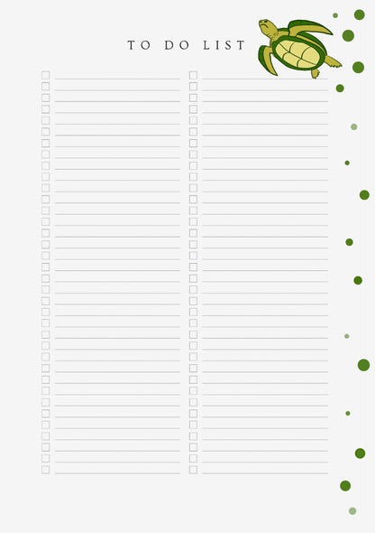 Turtle Planner Inserts – 50-Pack Blank / To-Do Pages  / Undated Planner Pages | Cute Stationery