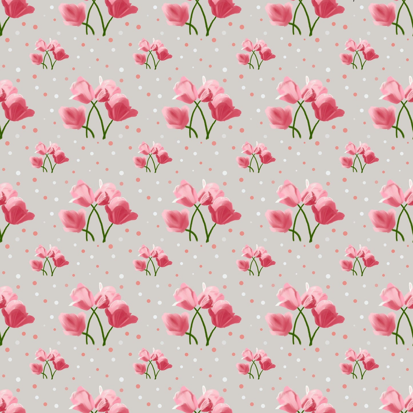 Pink Tulip Seamless Pattern - Digital Download