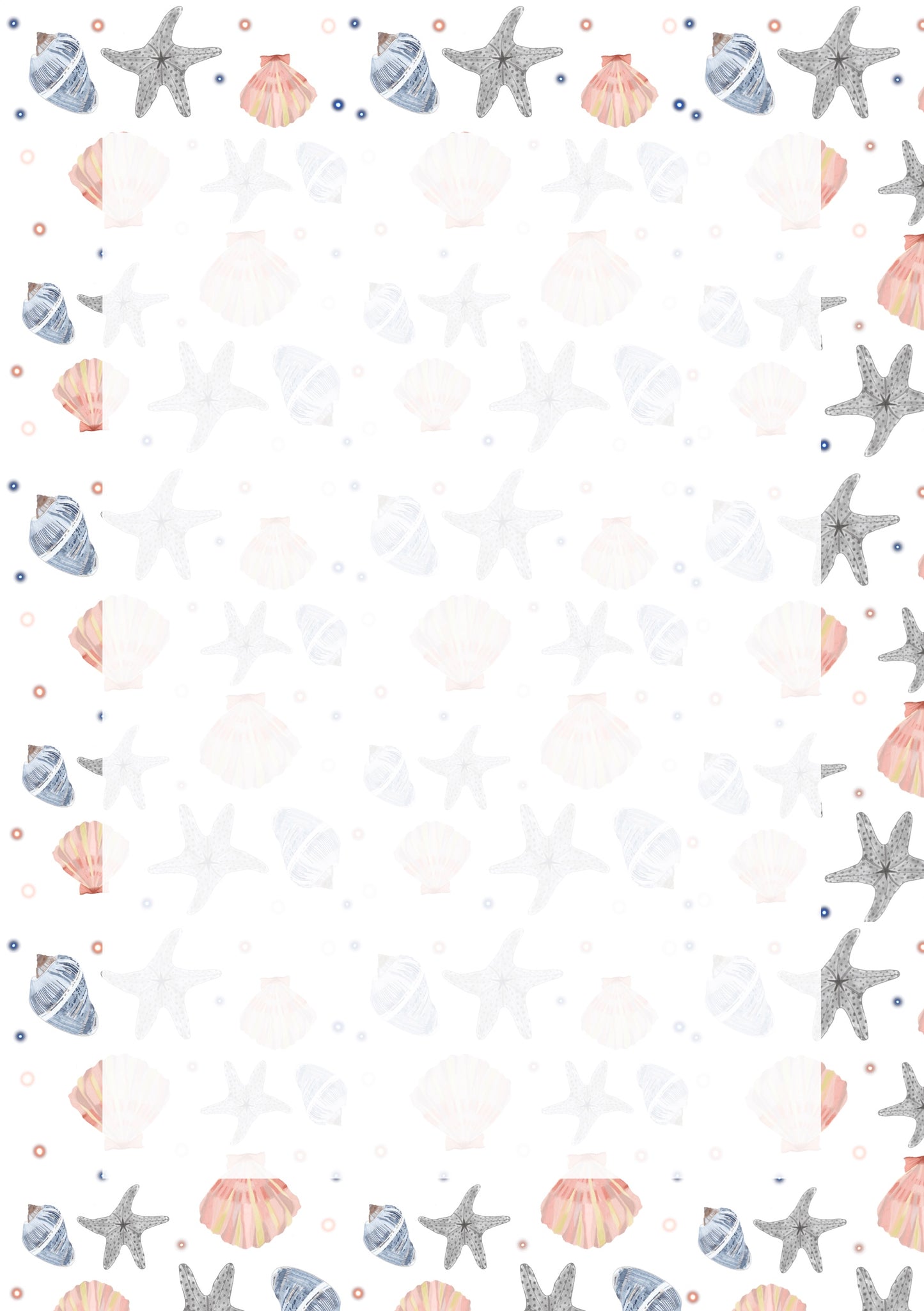 Seashells A5 Planner Inserts - 6 Hole Punched - Pack of 25