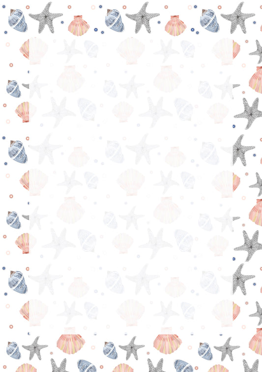 Seashells A5 Planner Inserts - 6 Hole Punched - Pack of 25