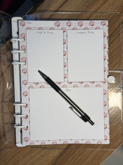 Seashells A5 Planner Inserts - 6 Hole Punched - Pack of 25