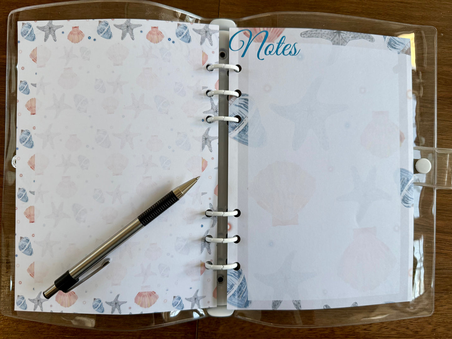 Seashells A5 Planner Inserts - 6 Hole Punched - Pack of 25