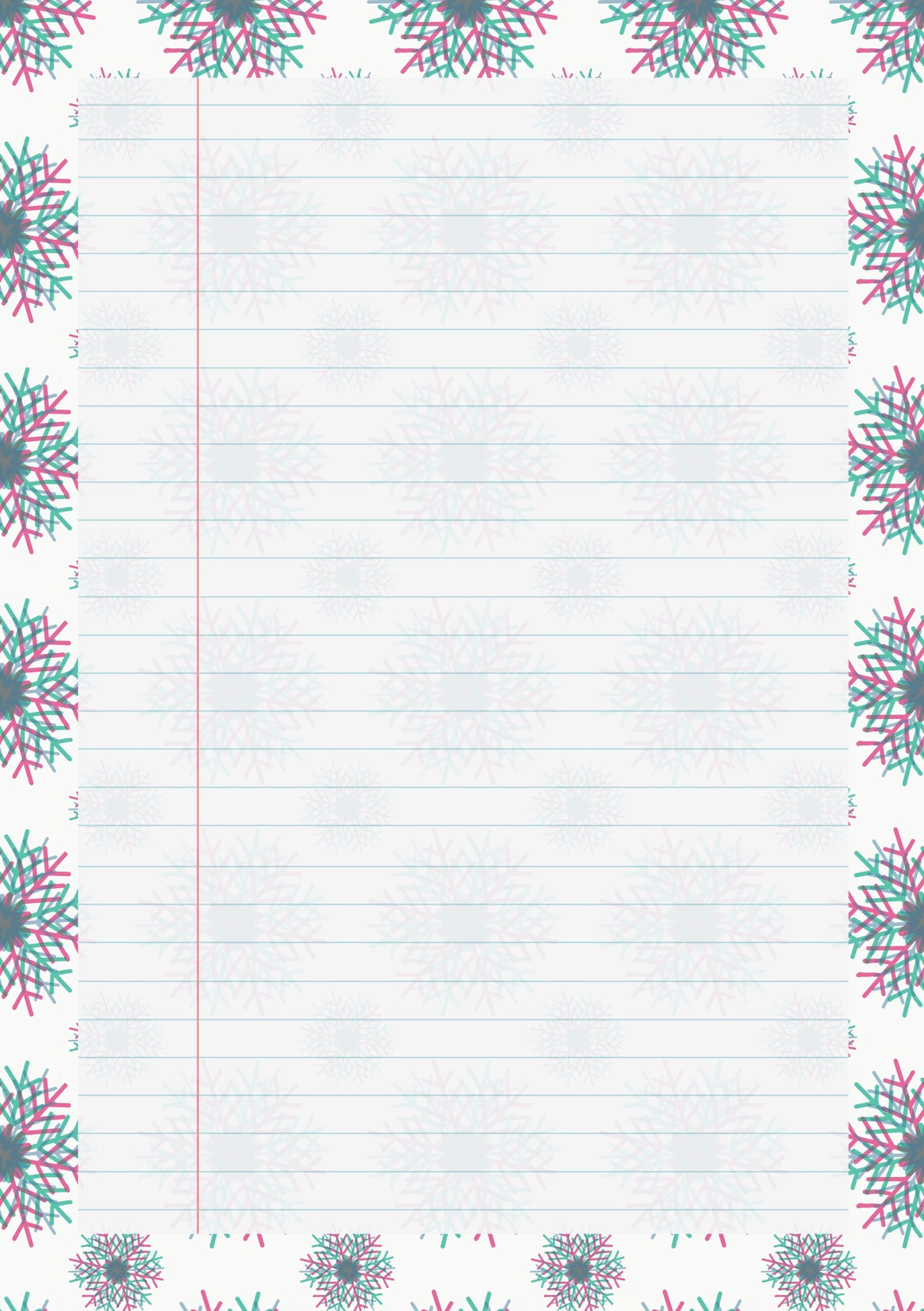 Snowflakes A5 Planner Inserts - 6 Hole Punched - Pack of 25