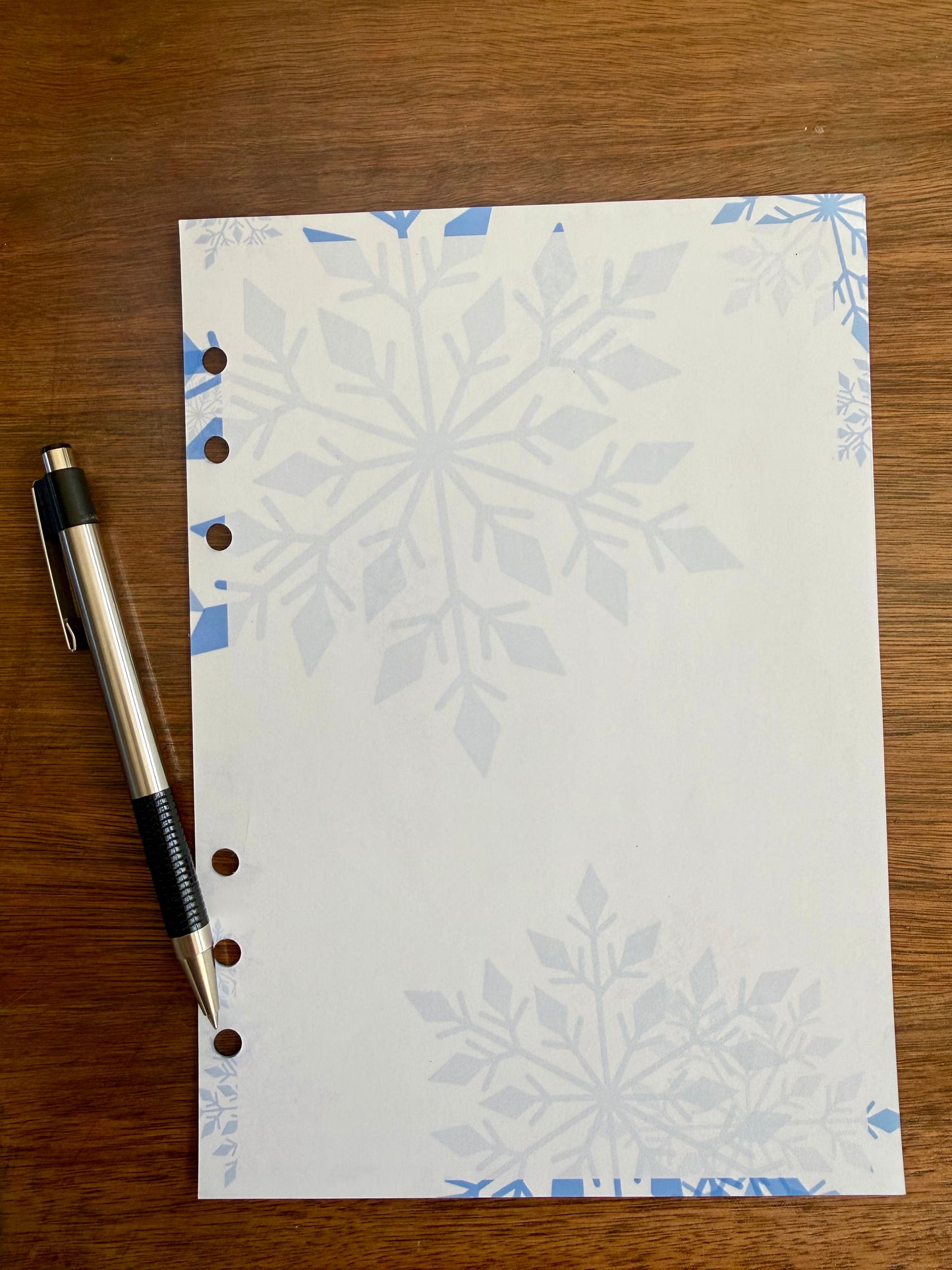 Snowflakes A5 Planner Inserts - 6 Hole Punched - Pack of 25