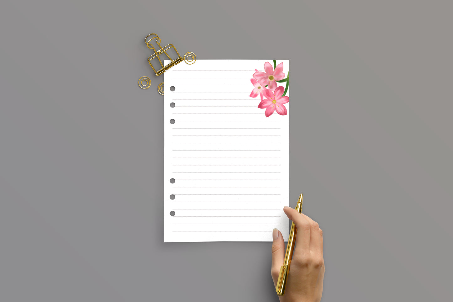Crimson Flag Flower- 6 Hole Punched- A5 Planner Inserts - Pack of 40