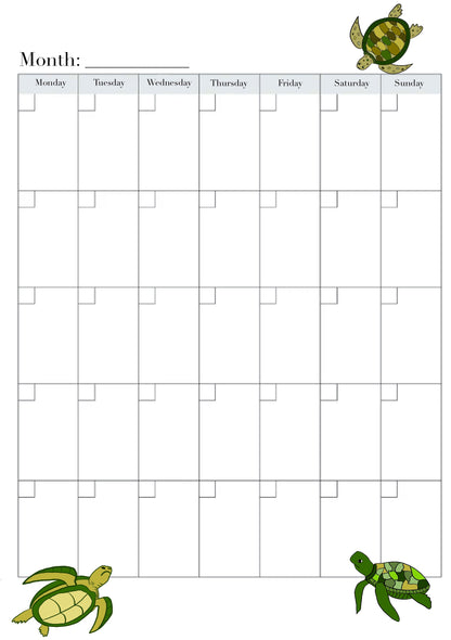 Turtle Planner Inserts – 72-Pack Blank / To-Do Pages  / Undated Planner Pages | Cute Stationery