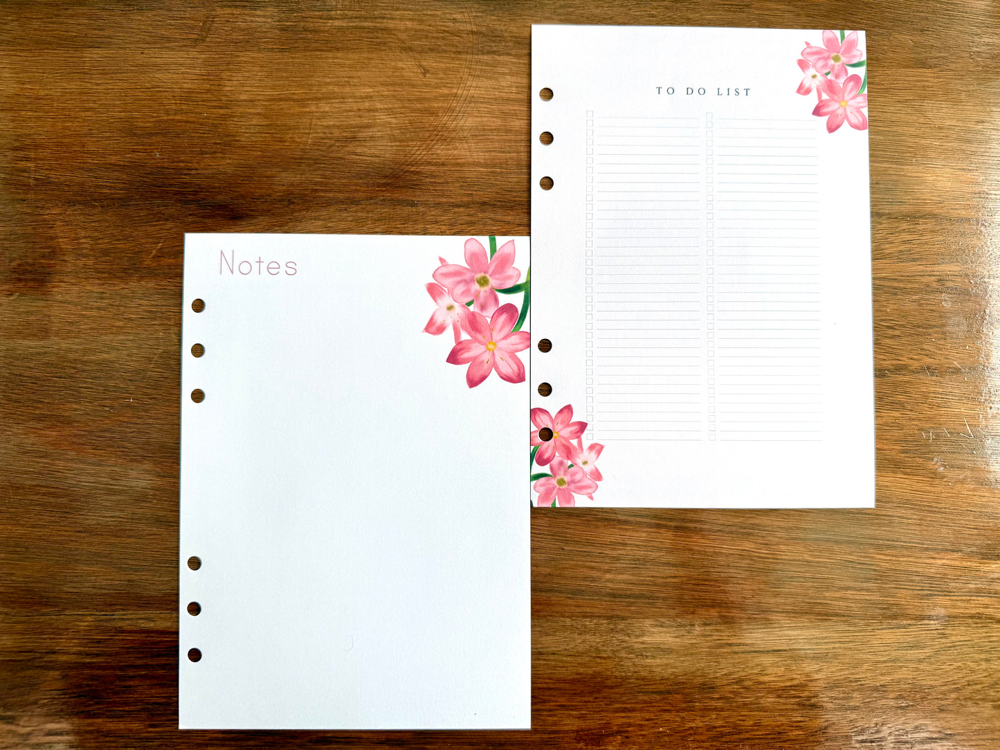 Crimson Flag Flower- 6 Hole Punched- A5 Planner Inserts - Pack of 40