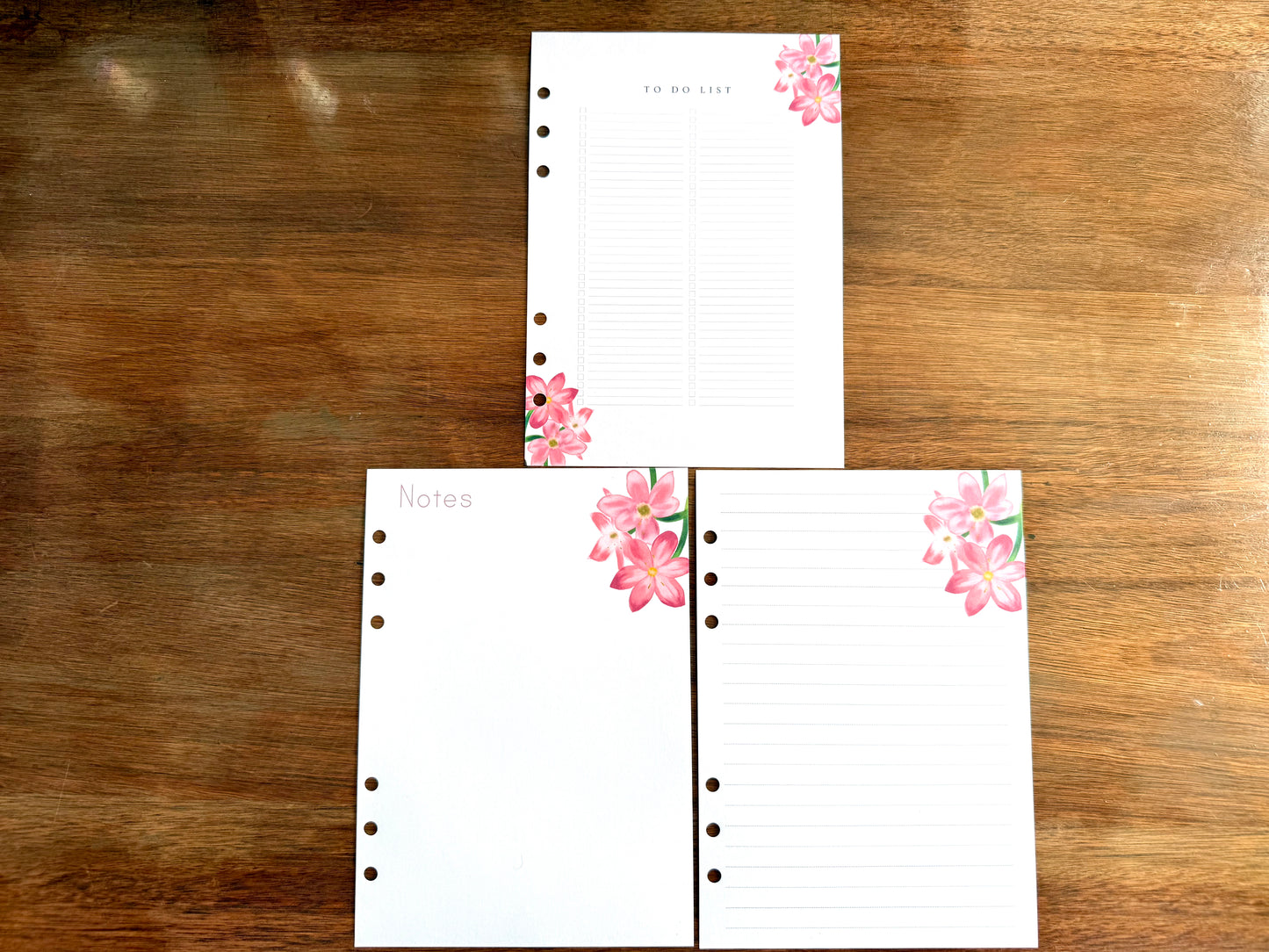 Crimson Flag Flower- 6 Hole Punched- A5 Planner Inserts - Pack of 40