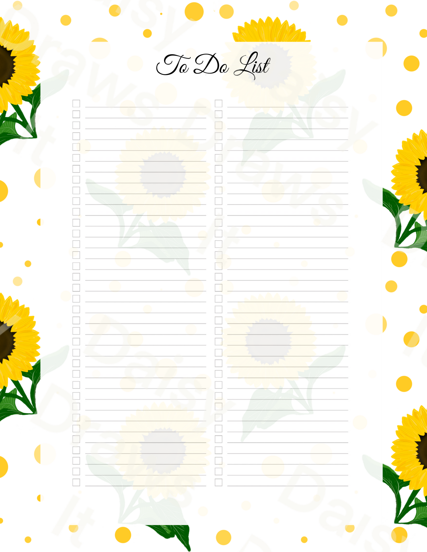 Sunflower Planner Inserts A5 – 60 Page Printed Bundle (6 Hole Punched)