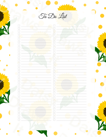 Sunflower Planner Inserts A5 – 60 Page Printed Bundle (6 Hole Punched)