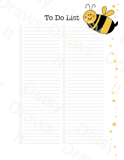 Bees Planner Inserts A5 – 60 Page Printed Bundle (6 Hole Punched)