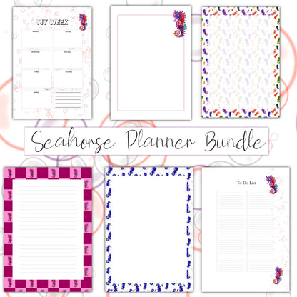 Seahorse Planner Inserts A5 – 60 Page Printed Bundle (6 Hole Punched)