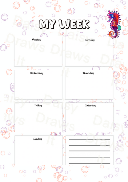 Seahorse Planner Inserts A5 – 60 Page Printed Bundle (6 Hole Punched)