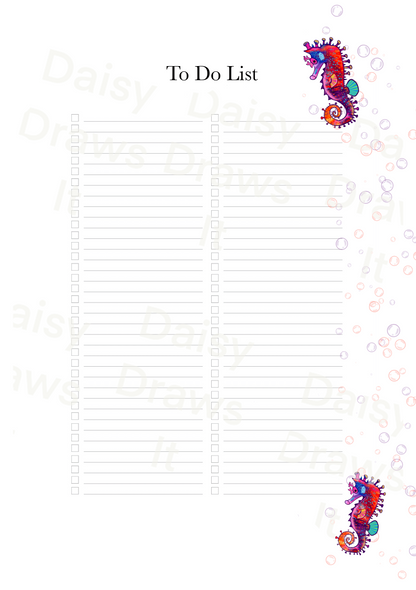 Seahorse Planner Inserts A5 – 60 Page Printed Bundle (6 Hole Punched)