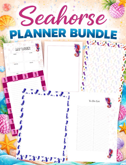 Seahorse Planner Inserts A5 – 60 Page Printed Bundle (6 Hole Punched)
