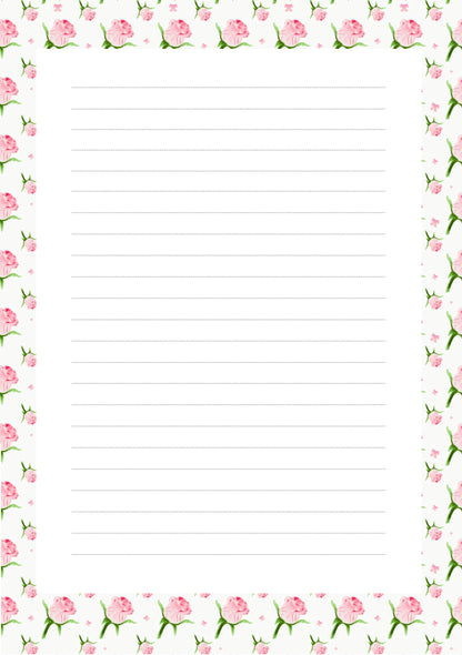 Pink Rose - 6 Hole Punched- A5 Planner Inserts - Pack of 40