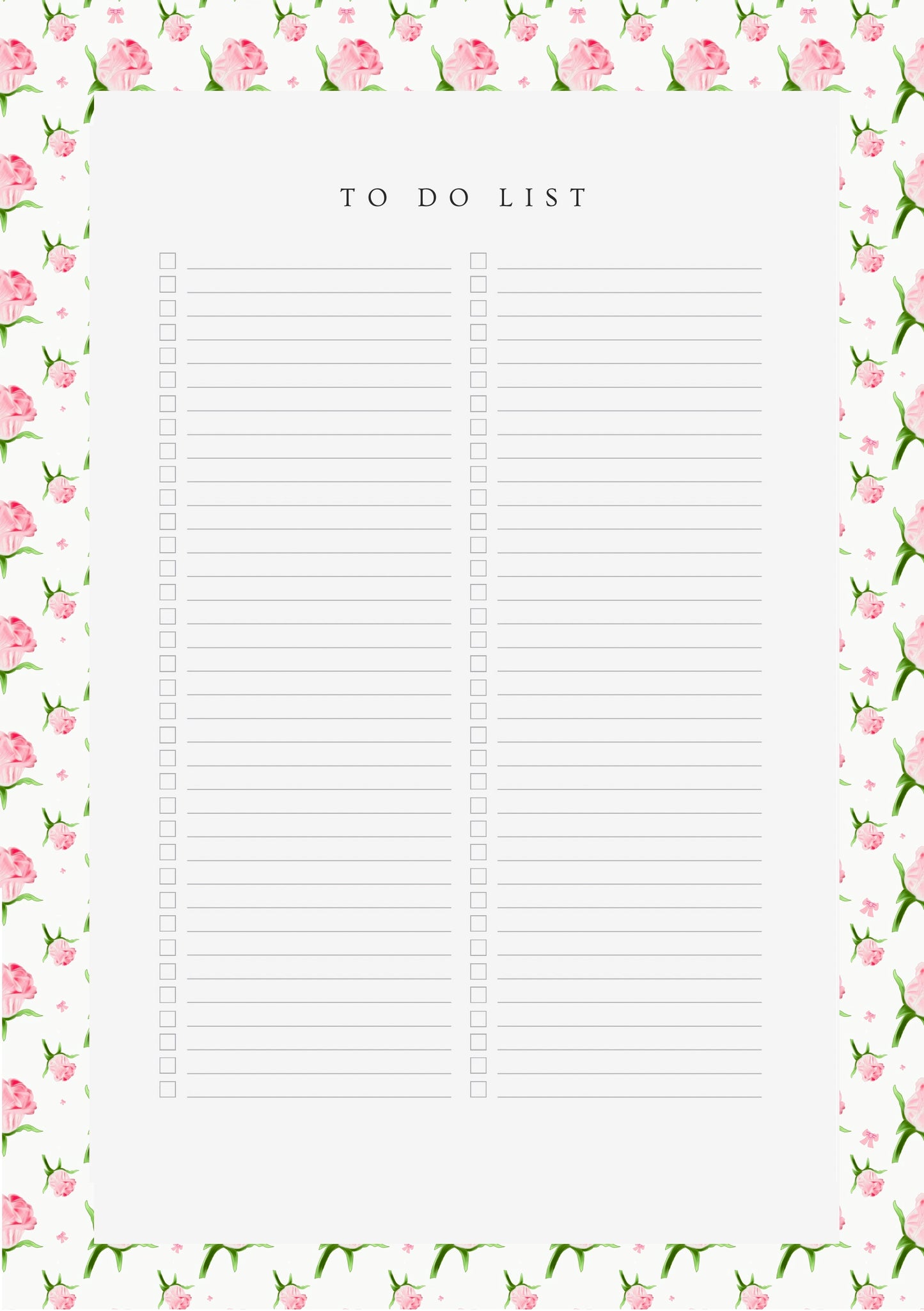 Pink Rose - 6 Hole Punched- A5 Planner Inserts - Pack of 40