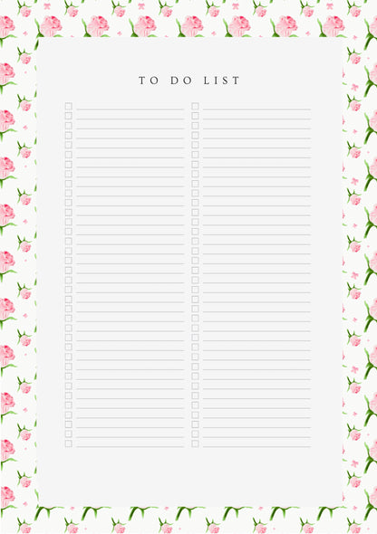 Pink Rose - 6 Hole Punched- A5 Planner Inserts - Pack of 40