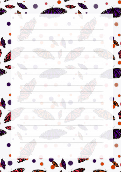 Butterfly- 6 Hole Punched- A5 Planner Inserts - Pack of 40