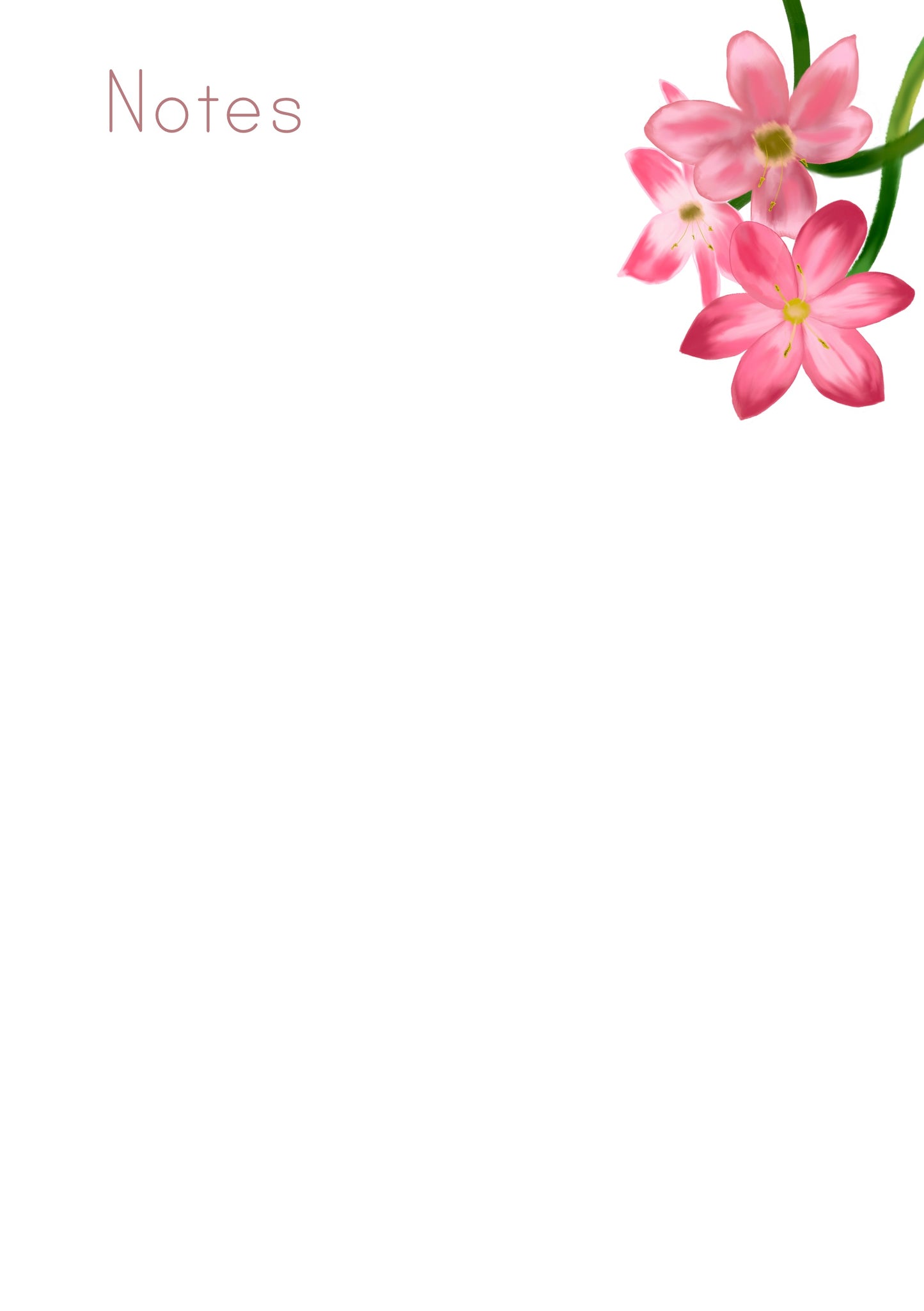 Crimson Flag Flower- 6 Hole Punched- A5 Planner Inserts - Pack of 40