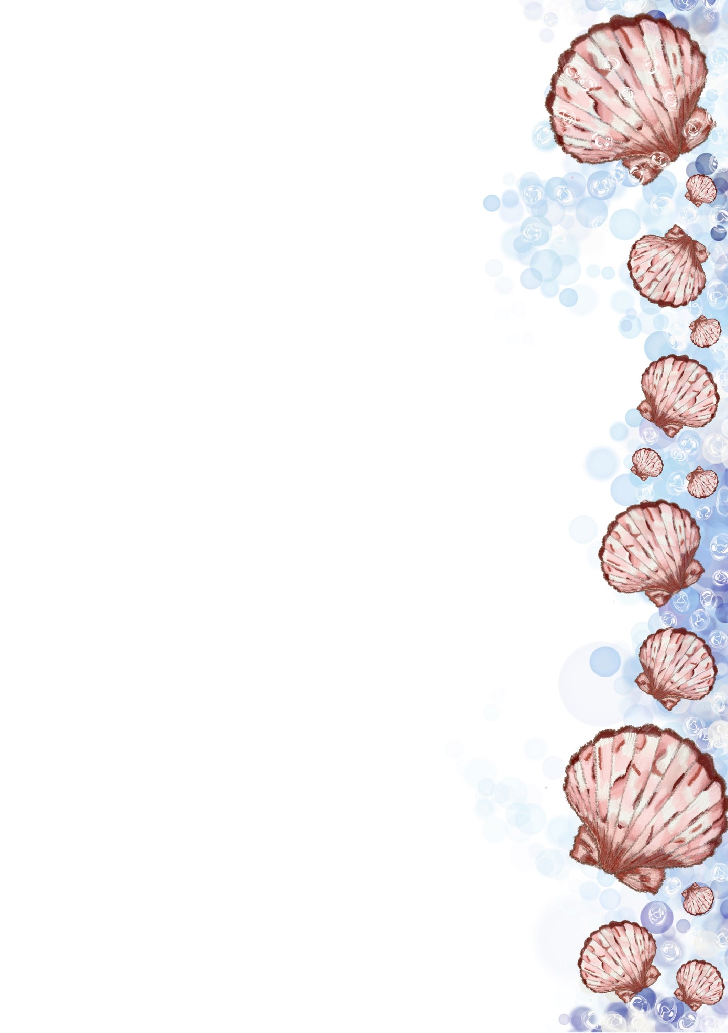 Seashells A5 Planner Inserts - 6 Hole Punched - Pack of 25