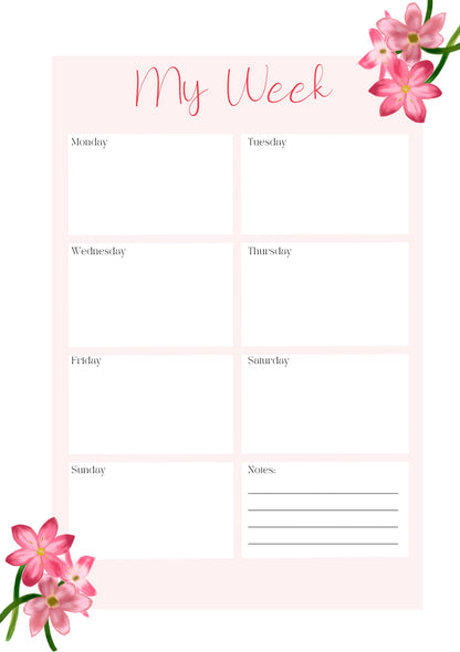 Crimson Flag Flower- 6 Hole Punched- A5 Planner Inserts - Pack of 40