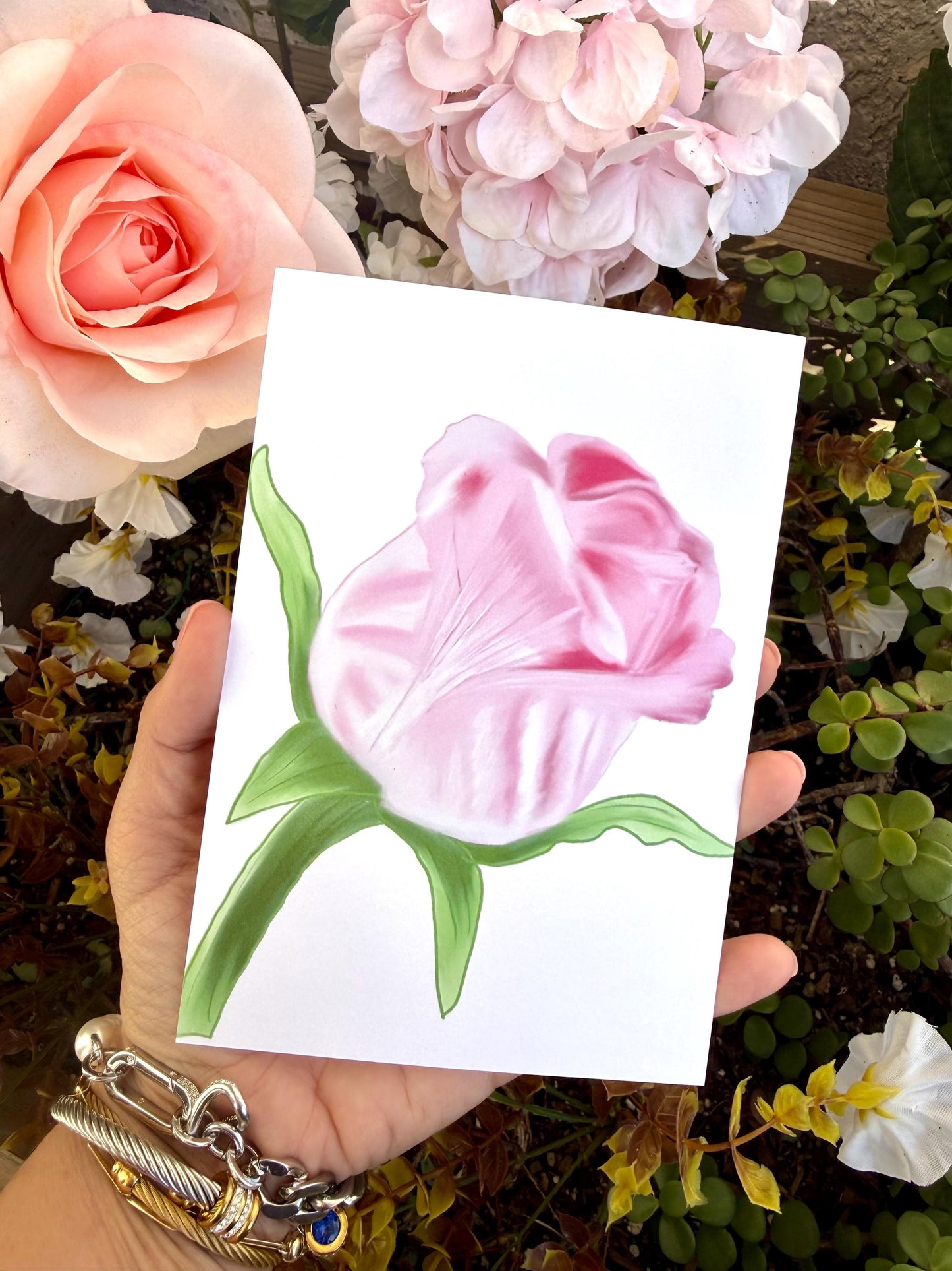 Pink Rose print- original art. cardstock matte : perfect for gallery wall for home or office decor !