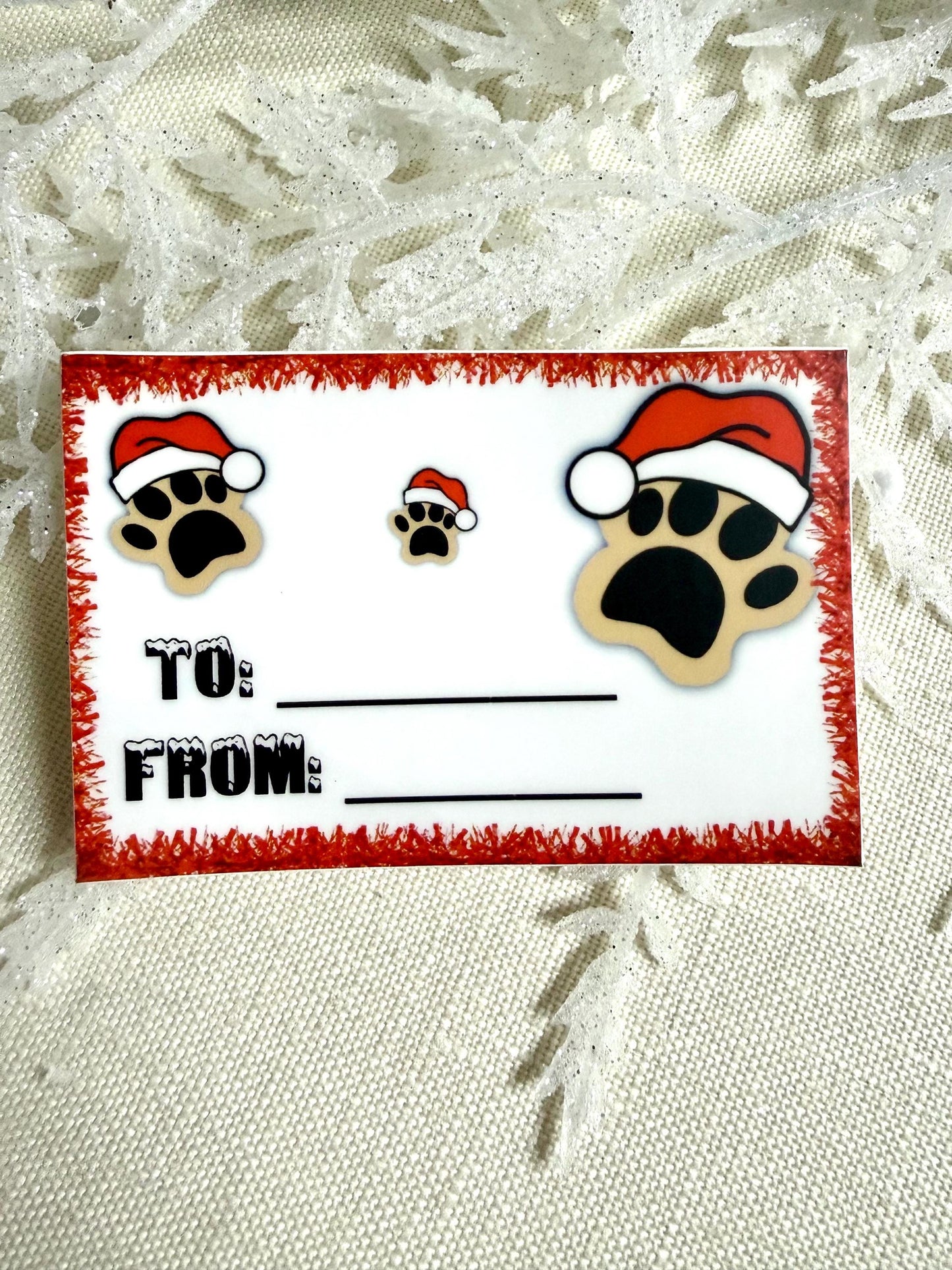 Santa Paws Christmas gift tags with sticker backing - pack of 6
