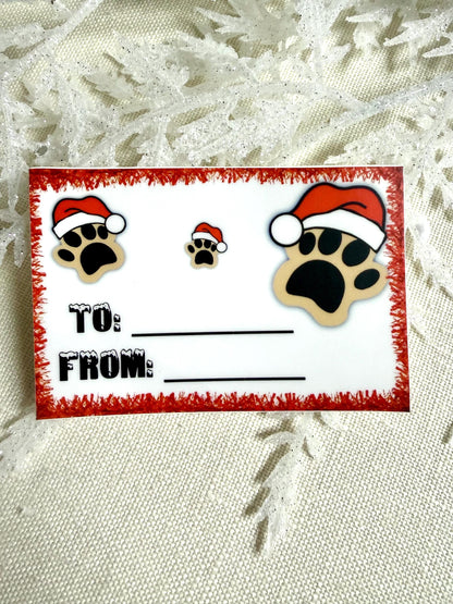 Santa Paws Christmas gift tags with sticker backing - pack of 6
