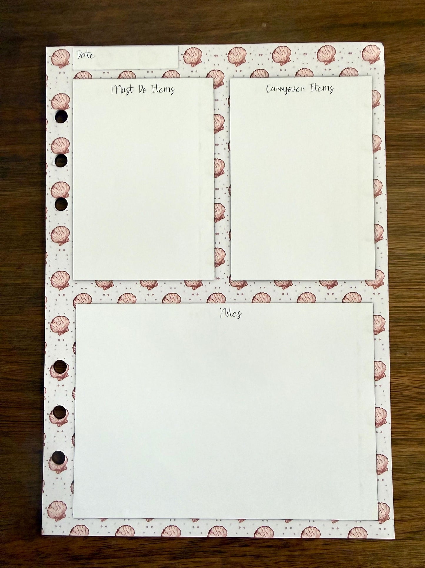 Seashells A5 Planner/ Notepad Inserts - pack of 25