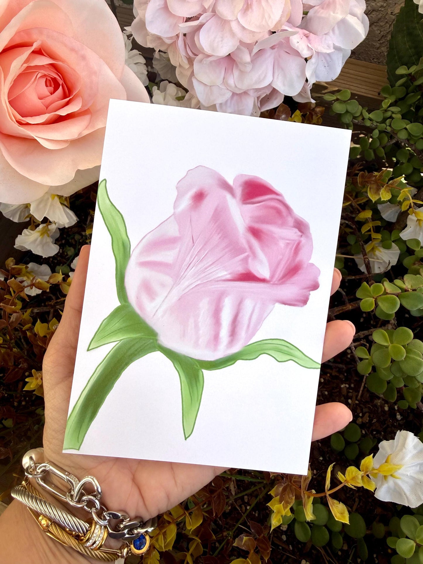 Pink Rose print- original art. cardstock matte : perfect for gallery wall for home or office decor !