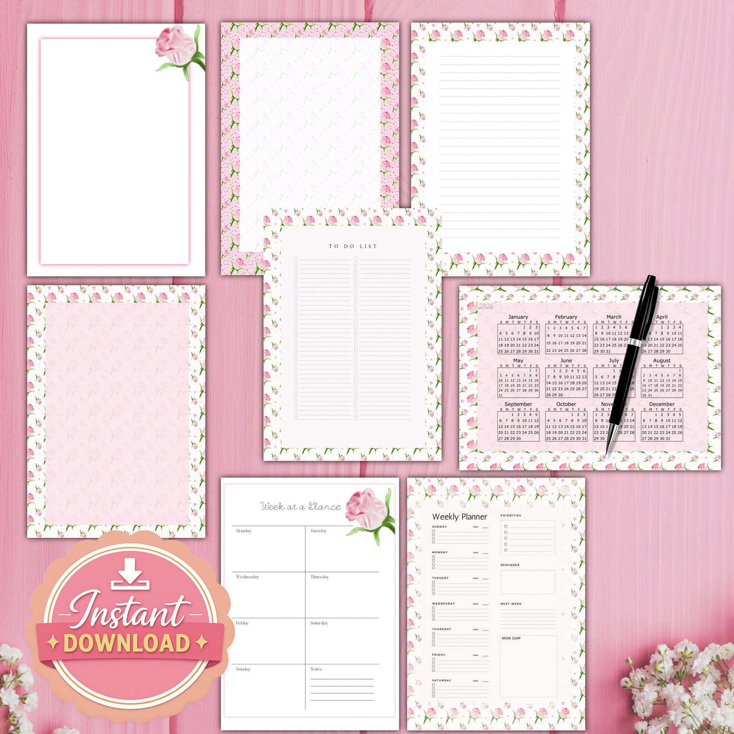 Printable Monthly Planner | To Do List & Weekly Planner | Minimal Planner Pages | Printable Organization Sheet | Instant Download