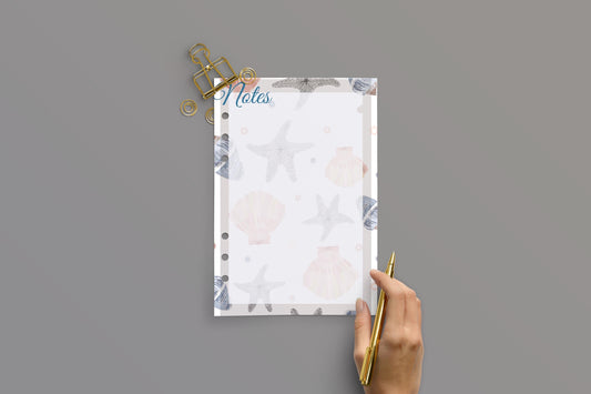Seashells A5 Planner/ Notepad Inserts - pack of 25