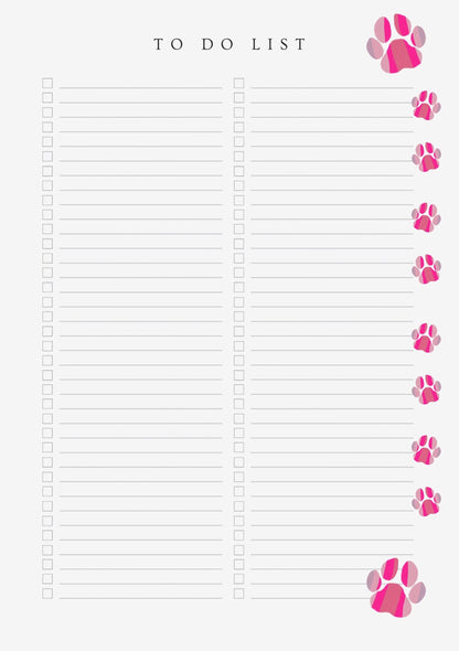 Pink Puppy Paw Planner Inserts – To-Do, Blank (40-Pack)