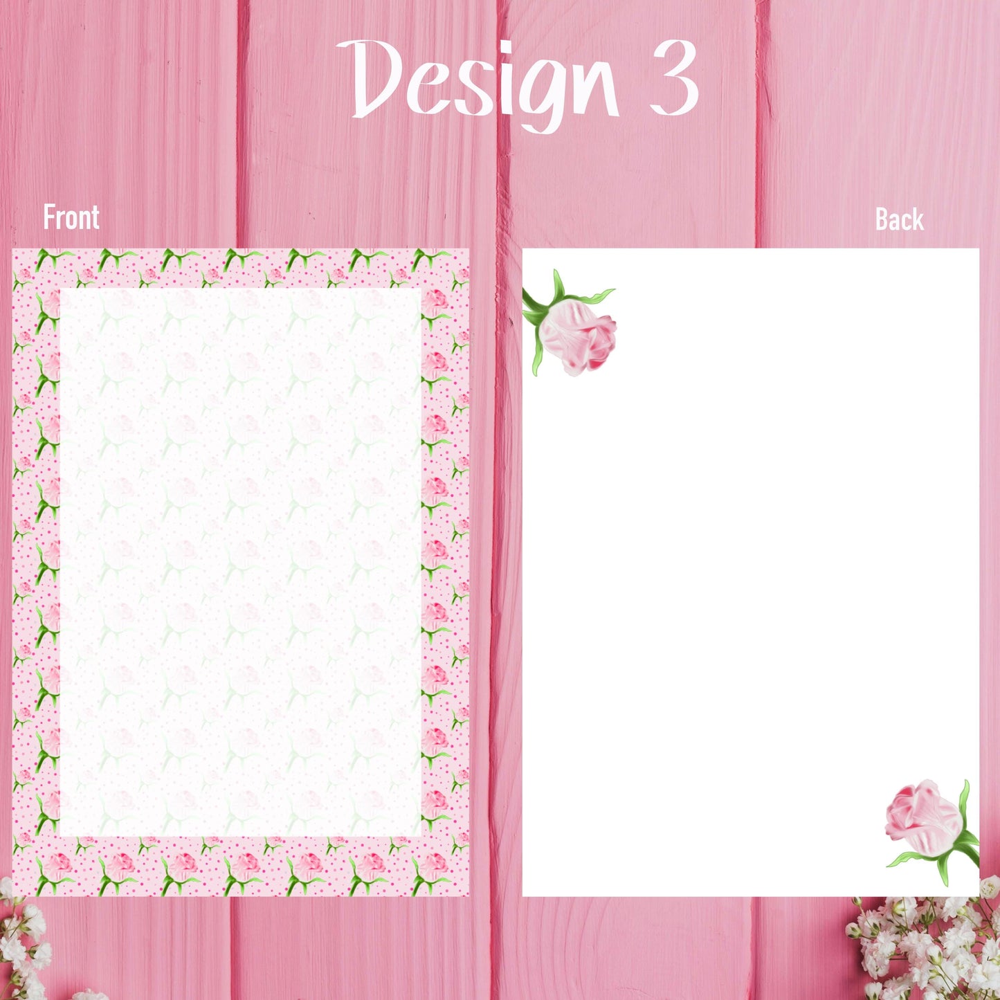 Pink Rose Planner Inserts – 42 Pack Blank / To-Do Pages / Undated Planner Pages / Cute Floral Stationery