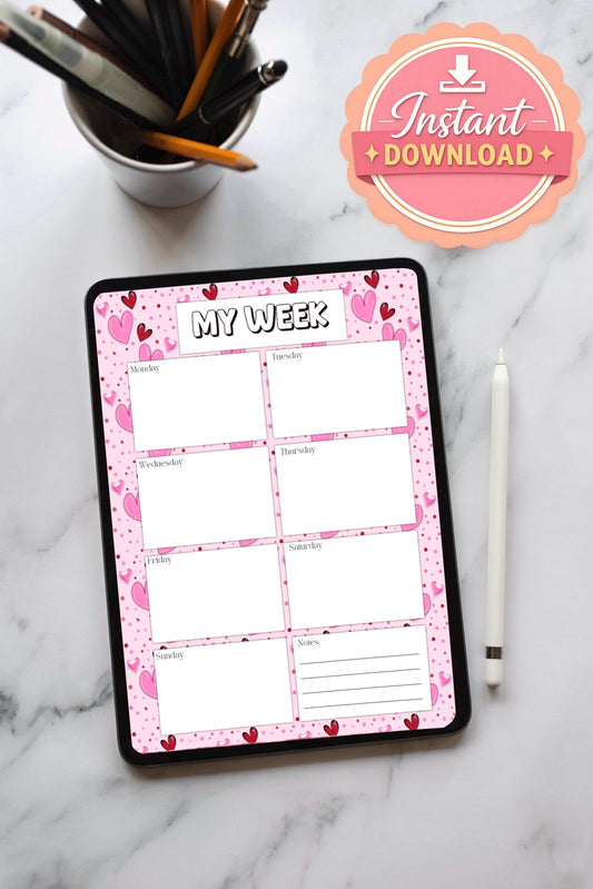 Hearts Digital Stationery for iPad - Notability & GoodNotes Paper Pack - Printable Planner Pages - Instant Download - 8 Designs