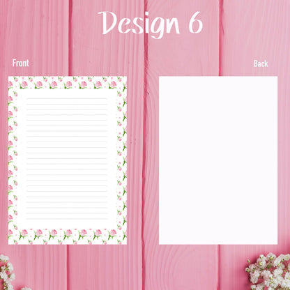 Pink Rose Planner Inserts – 42 Pack Blank / To-Do Pages / Undated Planner Pages / Cute Floral Stationery