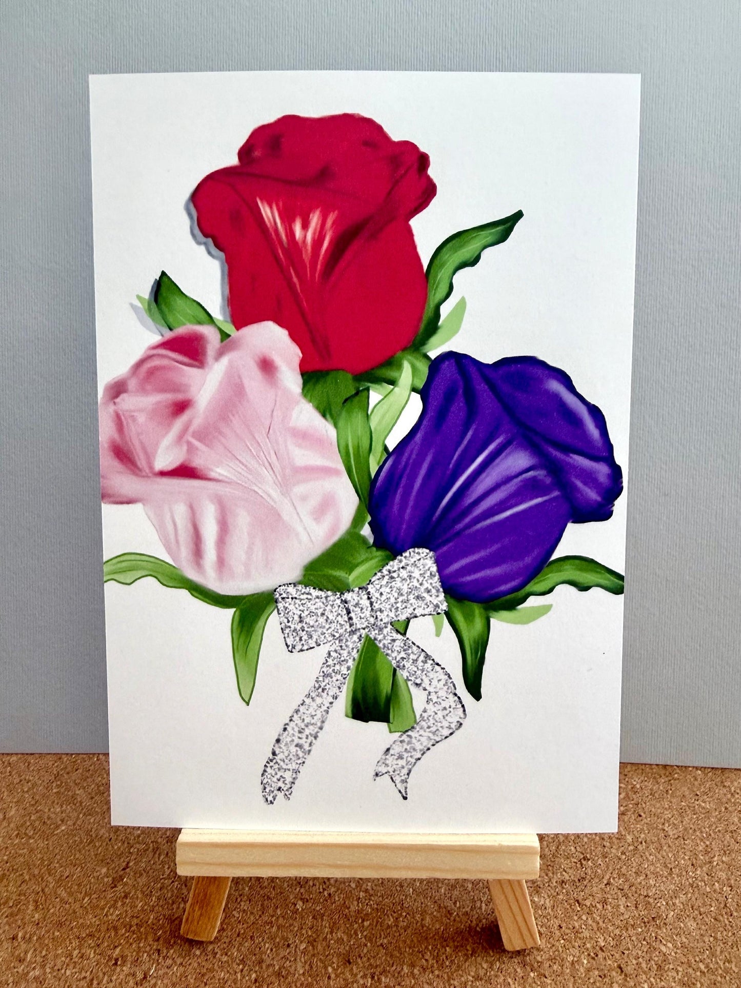 Rose bouquet print of original art- cardstock : perfect for gallery wall for home or office decor !