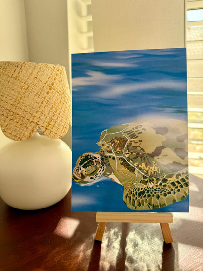 Turtle Art Print, Beach Aesthetic Decor, Ocean Illustration Poster, animal lover Home Décor